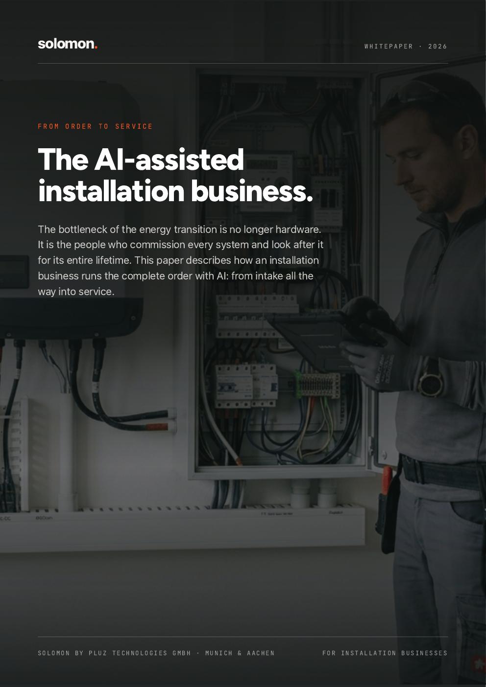 Cover of the PLUZ whitepaper The AI-supported installation business
